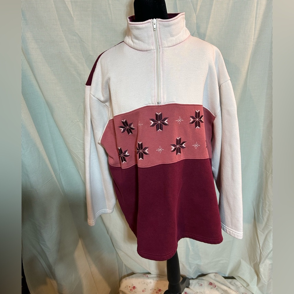 VTG Women's Burgundy & Pink Embroidered Sweater Size L or XL matching set